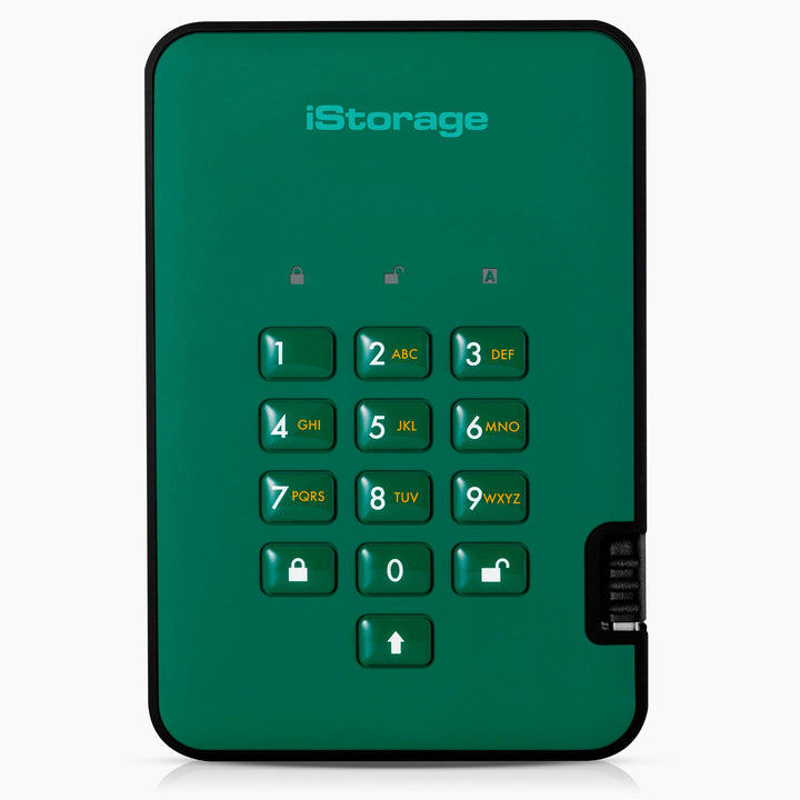 iStorage diskAshur2 SSD 8TB Verschlüsseltes Externes Festplattengehäuse, SSD-Gehäuse, Grün, IS-DA2-2