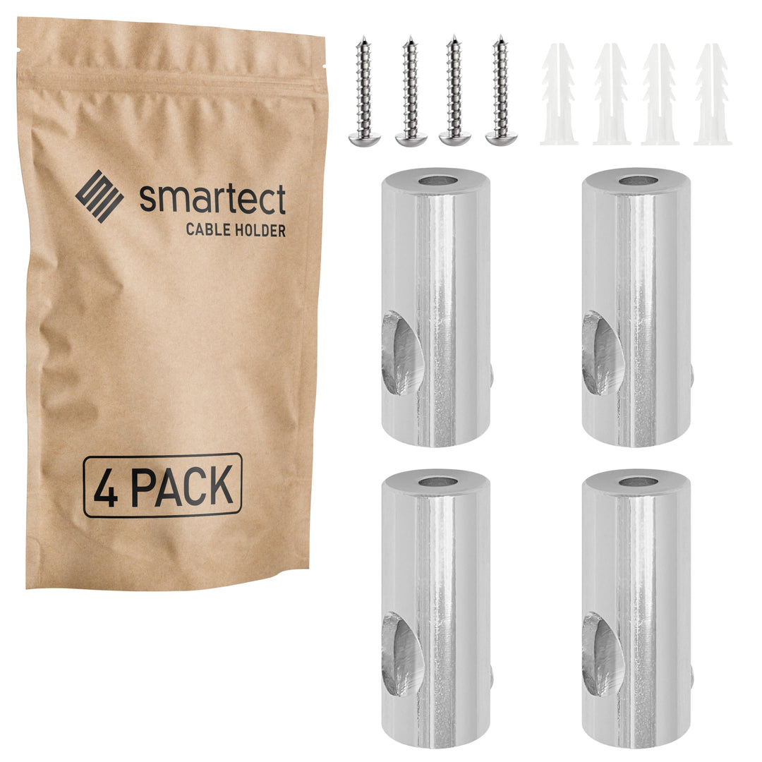 smartect Aluminium Wand- und Deckenpins zum Fixieren von Textilkabeln [4 Stück, Metall] Deckenbefest