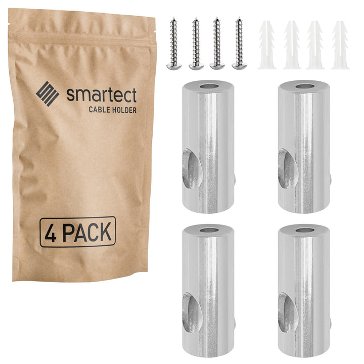 smartect Aluminium Wand- und Deckenpins zum Fixieren von Textilkabeln [4 Stück, Metall] Deckenbefest