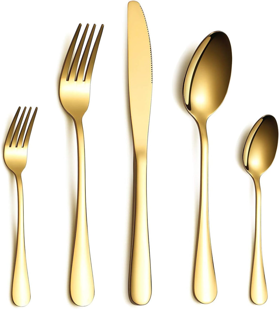 HOMQUEN Besteck Set, Gold Besteck Set, Edelstahl Set Service für 6 Personen, 30 Stück Esszimmer Best
