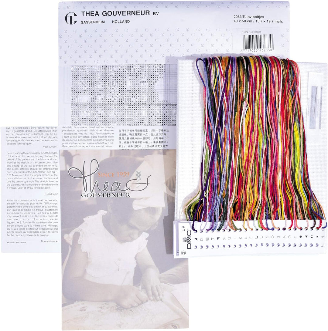 Thea Gouverneur - Kreuzstich-Set - Stiefmütterchen - Aida - 16 Count - Für Erwachsene - 2083A, Stief