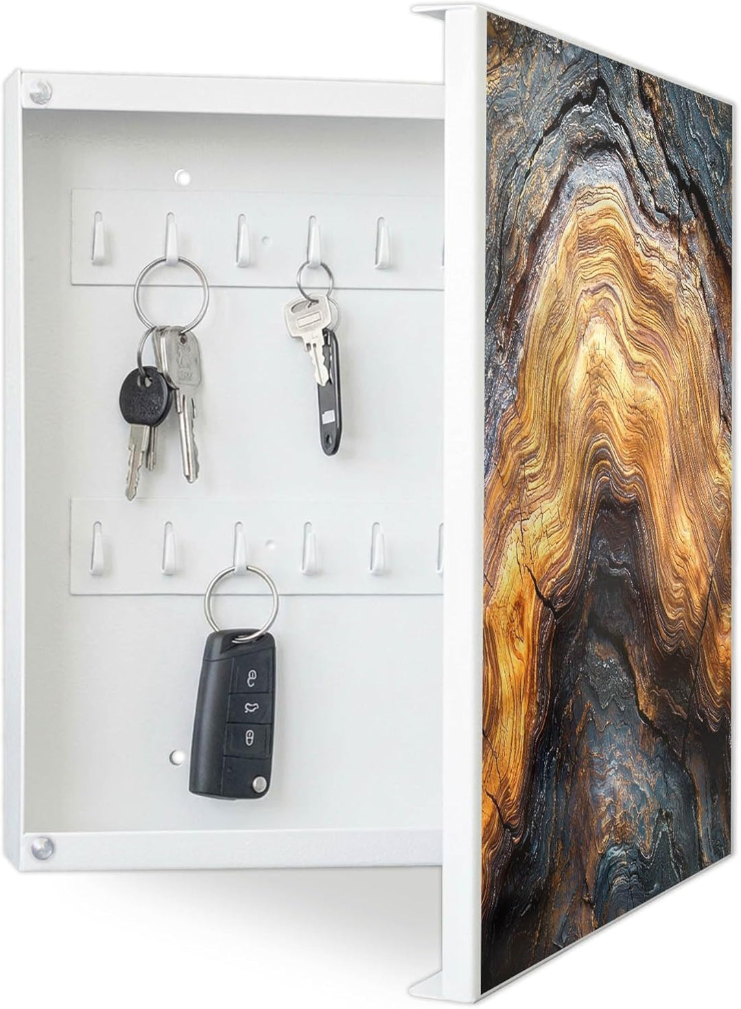banjado Grosser Schlüsselkasten Glas - Schlüsselbox 30x30cm mit 50 Haken - Schlüsselkasten modern fü