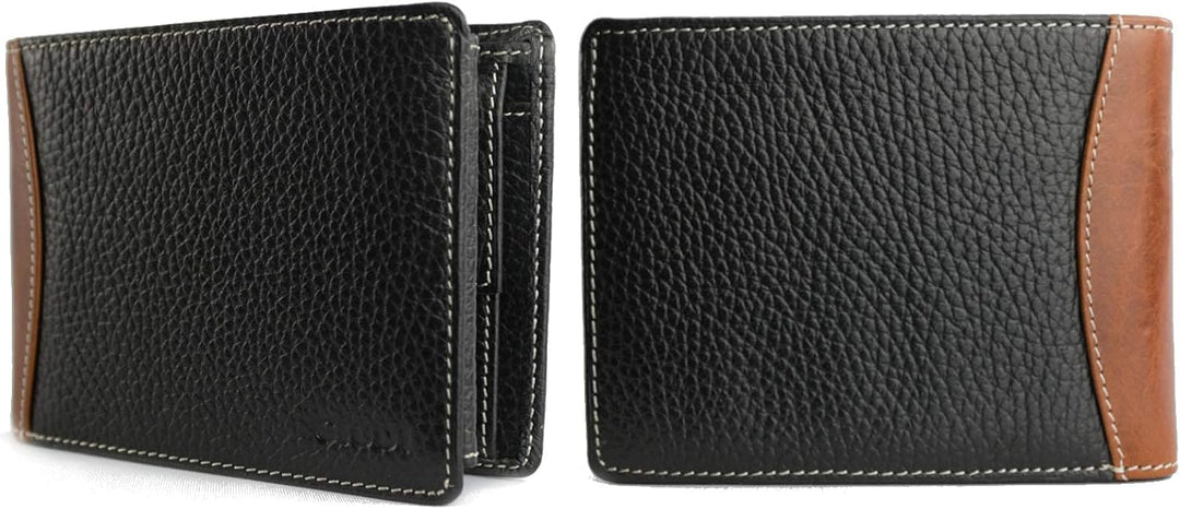 GIUDI ® Geldbörse Herren Mittel-Gross Mit Reissverschluss Pflanzlich gegerbtes Rindsleder (Braun), B