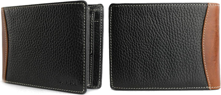 GIUDI ® Geldbörse Herren Mittel-Gross Mit Reissverschluss Pflanzlich gegerbtes Rindsleder (Braun), B