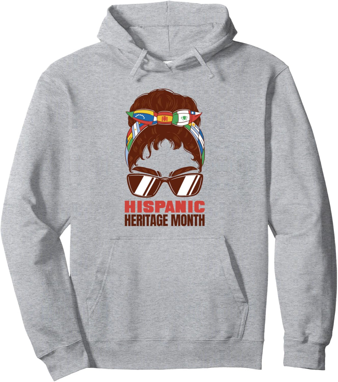 Hispanic Heritage Month Woman mit Bandana und Flaggen Grafik Pullover Hoodie