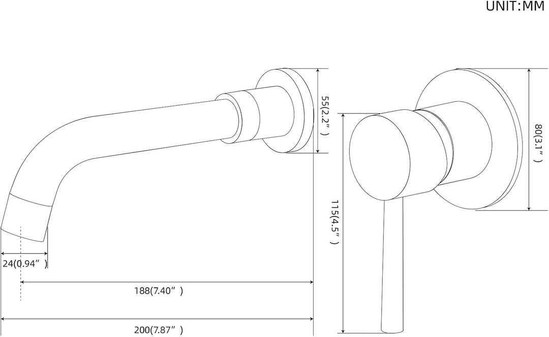 PHASAT Wasserhahn Bad,360° Wandmontage Schwenkbare Einhebel,Waschtischarmaturen Unterputz Armatur Me