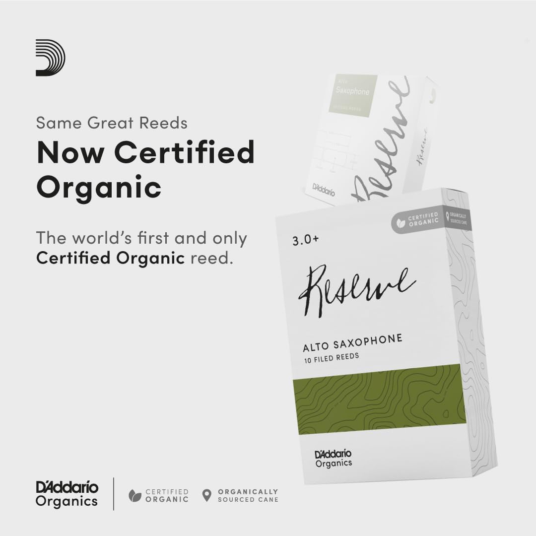 D'Addario Reserve Blätter für Altsaxophon Stärke 3.0+ (10 Stück) Stärke 3,0+ Non-Organic, Stärke 3,0