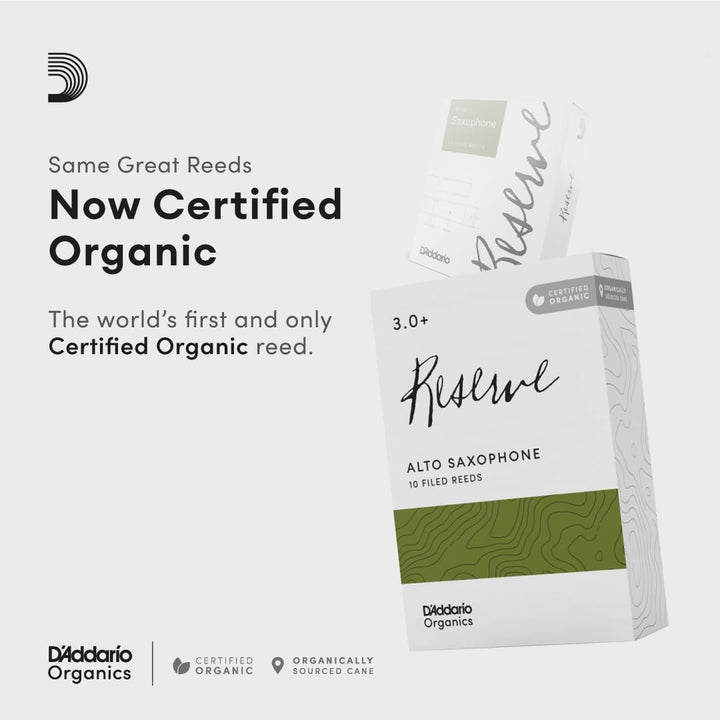 D'Addario Reserve Blätter für Altsaxophon Stärke 3.0+ (10 Stück) Stärke 3,0+ Non-Organic, Stärke 3,0