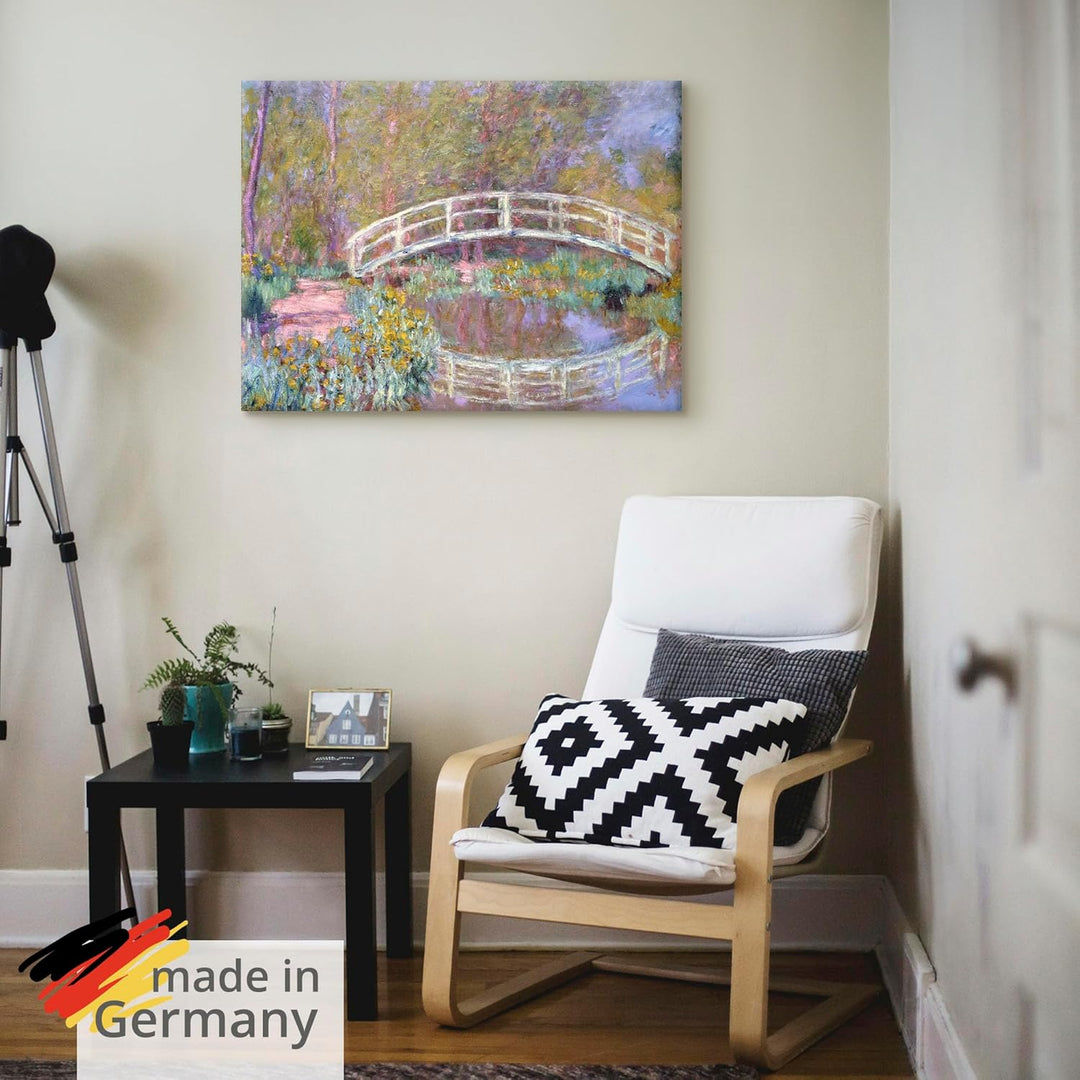 ARTland Leinwandbilder Wandbild Bild auf Leinwand 80x60 cm Wanddeko Landschaften Bäume Pflanzen Teic