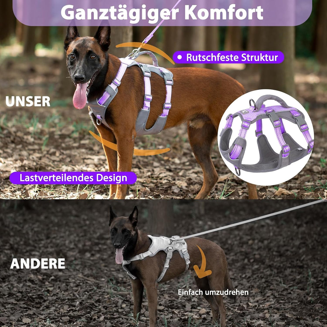Huntboo Sicherheitsgeschirr Hund Ausbruchsicher, Panikgeschirr für Hunde, Reflektierendes Geschirr H