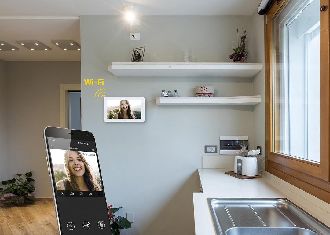 VIMAR K42957 7in-Freisprech-LCD-Touchscreen-WLAN-Farb-Zusatzmonitor für Set Videohaustelefon, 1 Netz