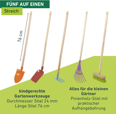 Windhager Kinder Werkzeug Set 5 Teilig, Garten-Geräte Kinder, Kinderspielzeug für Garten, Gartenwerk