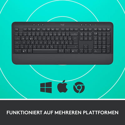 Logitech Signature K650 Comfort kabellose Tastatur mit Handballenauflage, BLE Bluetooth/Logi Bolt US