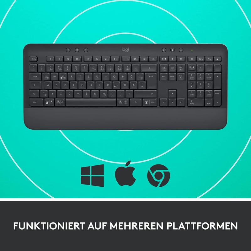 Logitech Signature K650 Comfort kabellose Tastatur mit Handballenauflage, BLE Bluetooth/Logi Bolt US