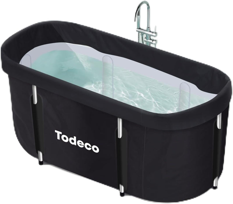 Todeco Faltbare Badewanne, Erwachsene Tragbarer Badewanne mit Metallrahmen 120x55x50cm, grosse Famil