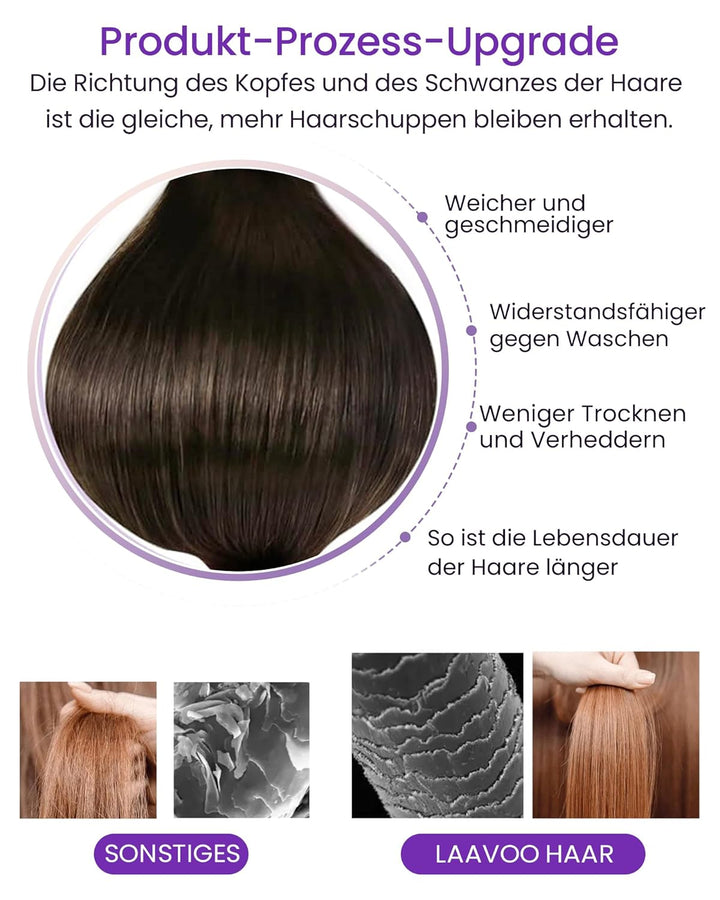 LaaVoo Extensions Echthaar Tape in Braun Echthaar Extensions Tape Dunkelbraun Haarverlängerung Echth