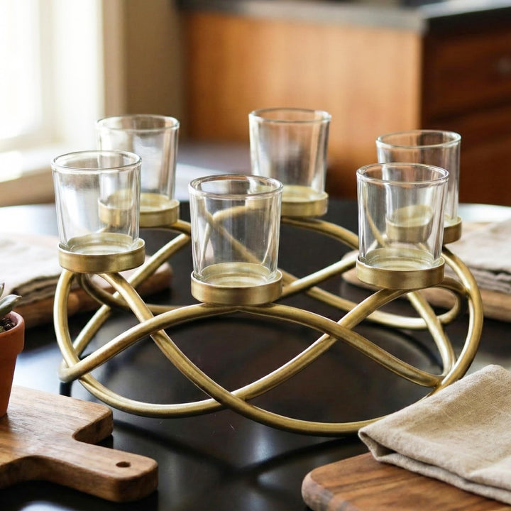 Kreisförmige Eisen-Tischdekoration, Tafelaufsatz, Kerzenhalter für Hochzeiten, Terrasse, Küche, Essz