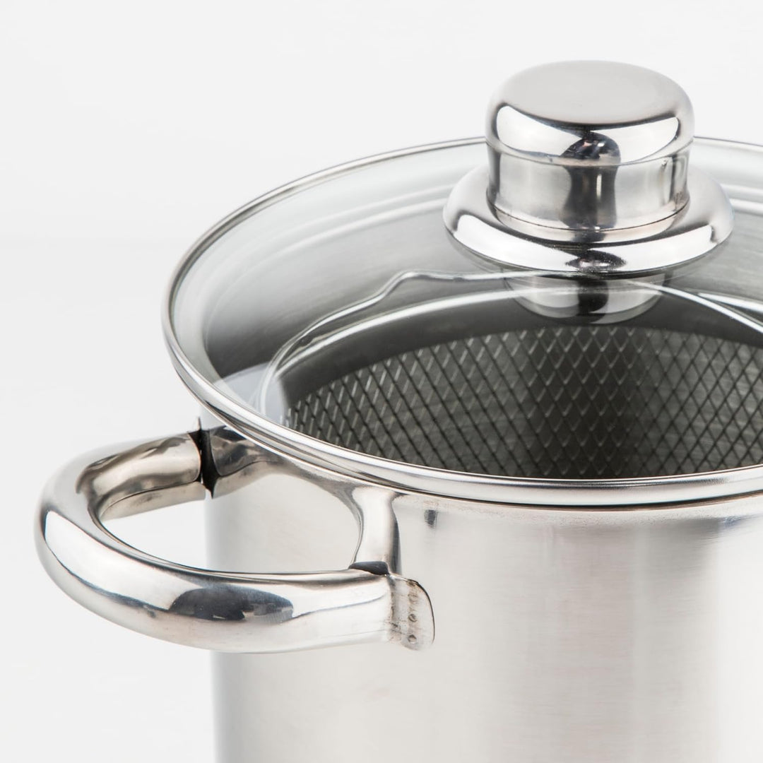 Nudeltopf & Spargeltopf hoher Topf mit Siebeinsatz, für 4 Liter Induktionsgeeignet, Edelstahlgriffe