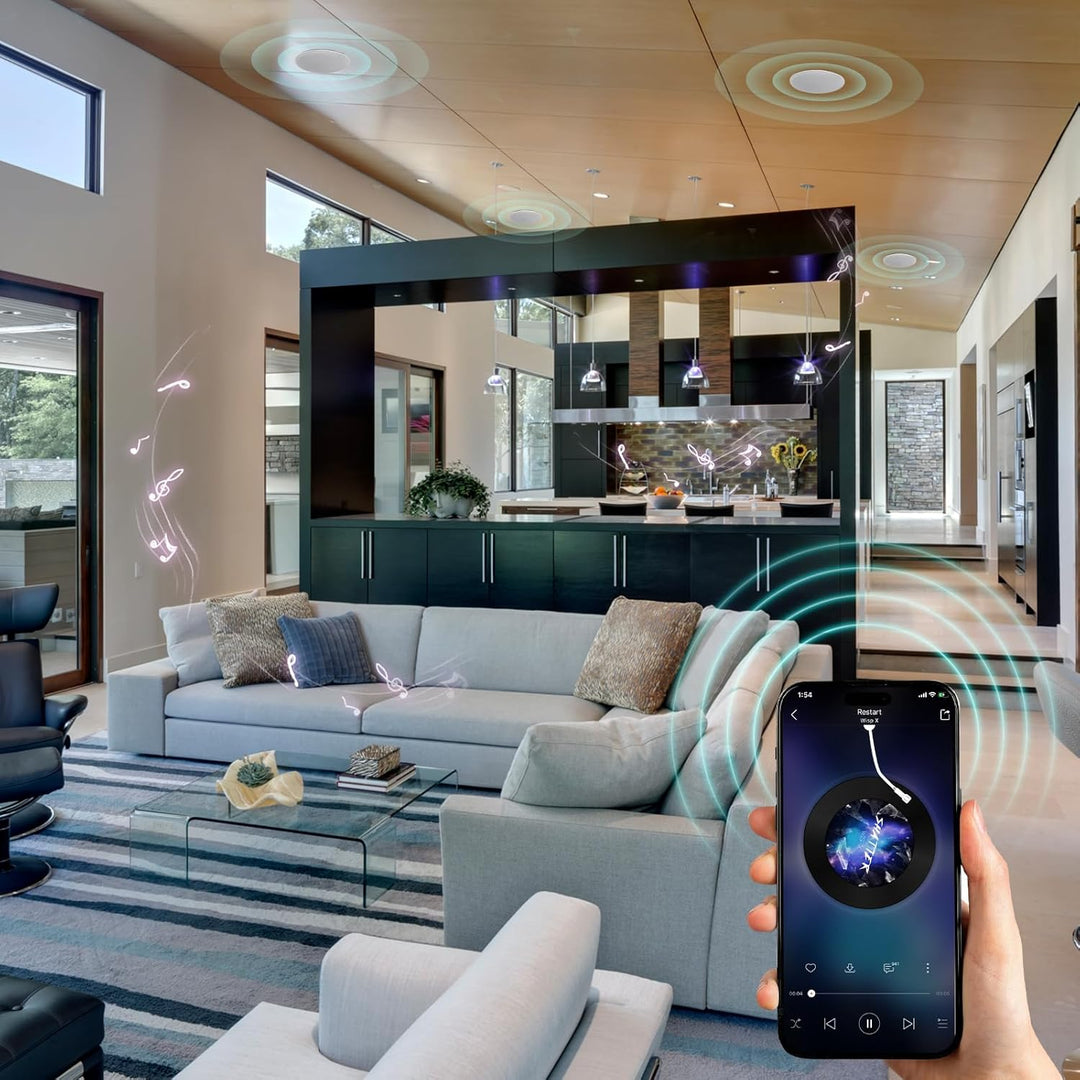 STUDIOFINIX 4-Zoll-320-Watt-2-Wege-Bluetooth-Ceiling-Speakers-Paket für Home Theater System, Wohnzim