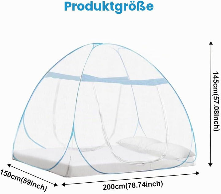 mizikuu Moskitonetz Bett, Pop up Doppeltür Moskitozelt 150 * 200cm Tragbare Faltbares Bett-Moskitone