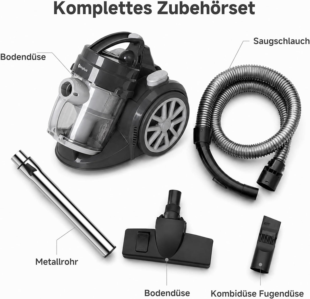 SIMPLUS Staubsauger mit Kabel, Beutelloser Bodenstaubsauger, 1200W, 28 kPa Saugleistung, F9 HEPA Fil