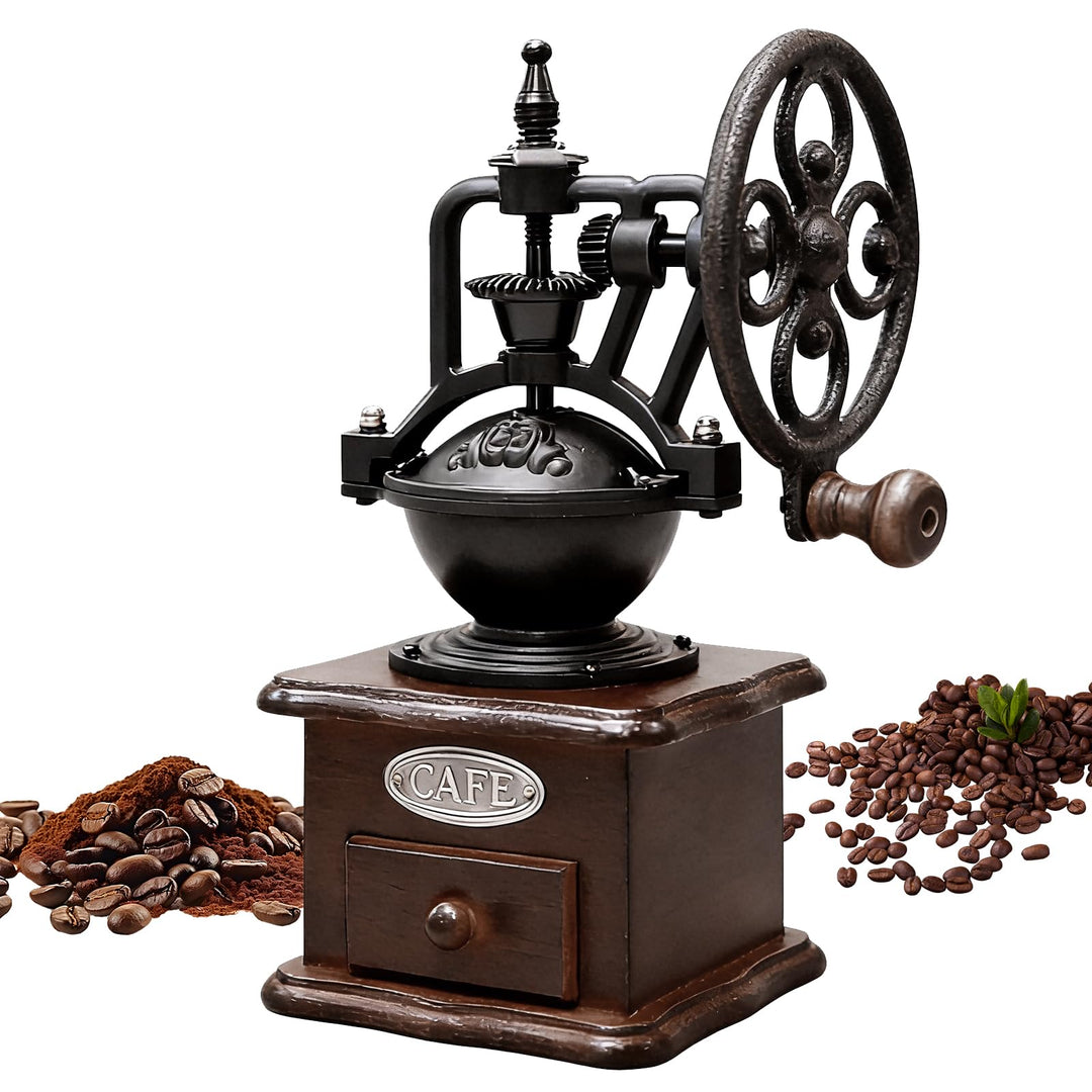 Manuelle Kaffeemühle, Vintage-Stil Hölzerne Handkaffeemühle, Tragbare Handmühle Mit Einstellungen &