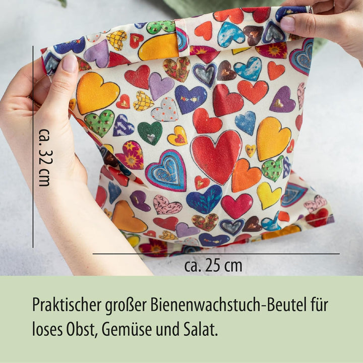 little bee fresh Bio-Bienenwachstuch grosser Beutel aus Deutschland - hält Lebensmittel natürlich, s
