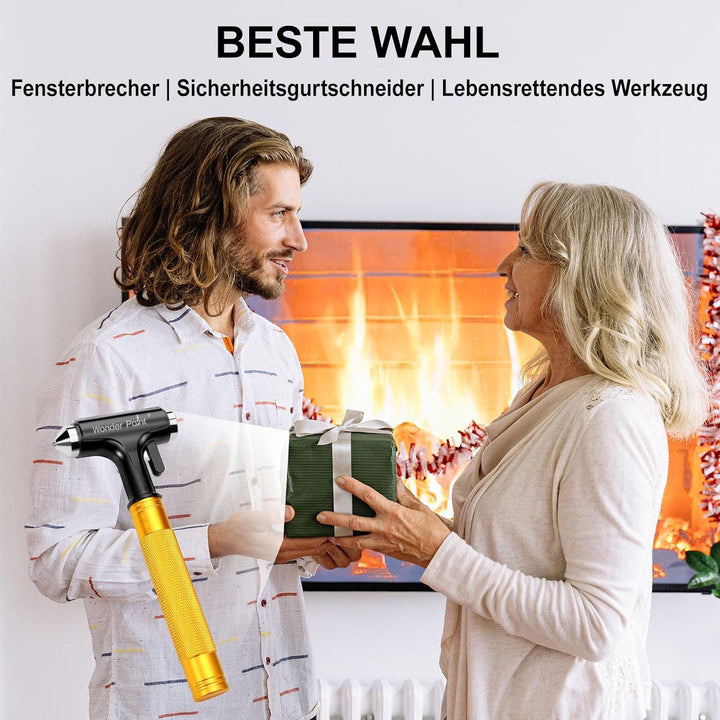 WONDER POINT Premium Auto Sicherheitshammer, Notfall-Fluchtwerkzeug Mit Autofensterbrecher Und Siche