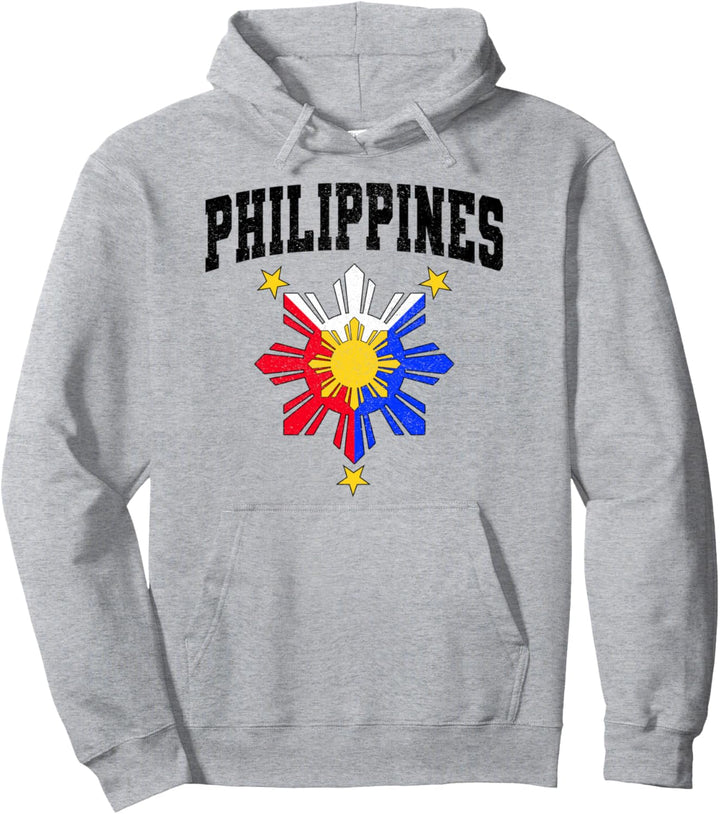 Pinoy Filipinische Flagge Philippinische Sonne – hell – Used-Look Pullover Hoodie
