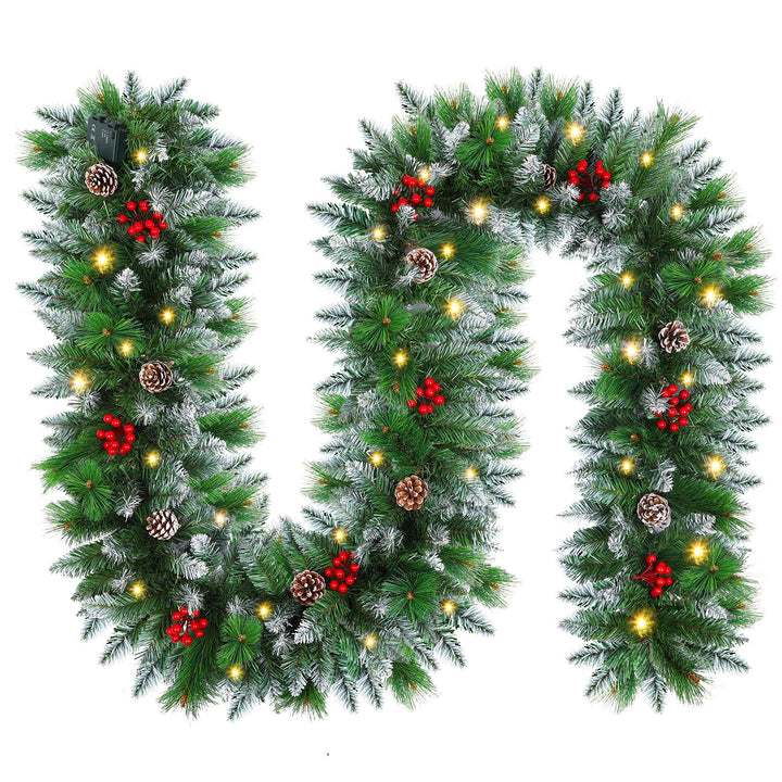 SHAVINGFUN Weihnachtsgirlande,2.7M/9Ft Weihnachtsgirlande Vorbeleuchteter Künstlicher weihnachtsgirl
