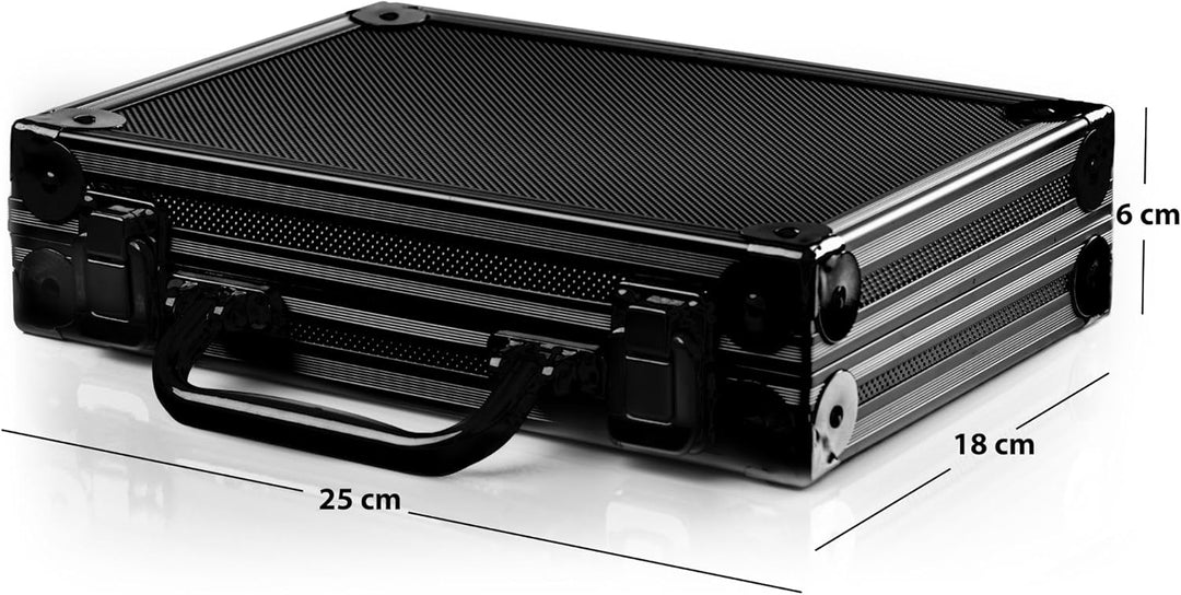 Dartkoffer Luxus in schwarz, schlagfest, Platz für 4 komplette Dartsets und Zubehör, Dartcase, Tasch