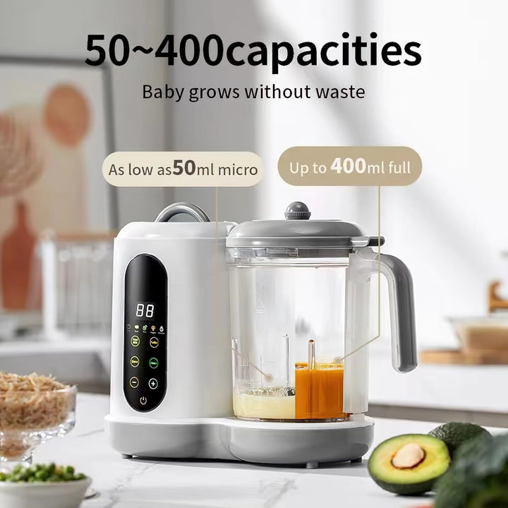 Küchenmaschine für Babys, Dampfgarer, Mixer, Babynahrungszubereiter 400ml,Babybrei Zubereiter, Baby-