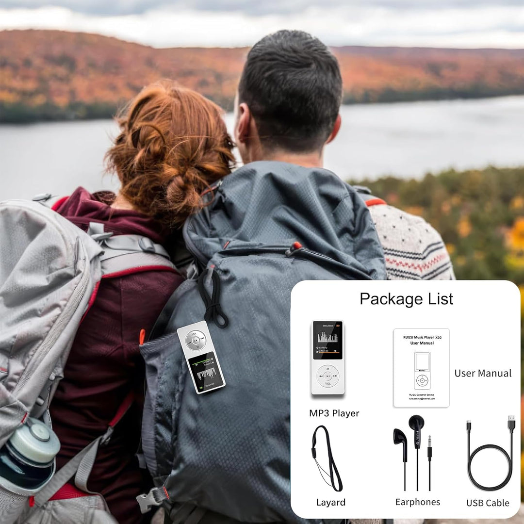 32GB MP3 Player Bluetooth 5.0 Musik Player, Nur 29g, mit 1.8" LCD-Bildschirm& Kopfhörer HiFi Sound K