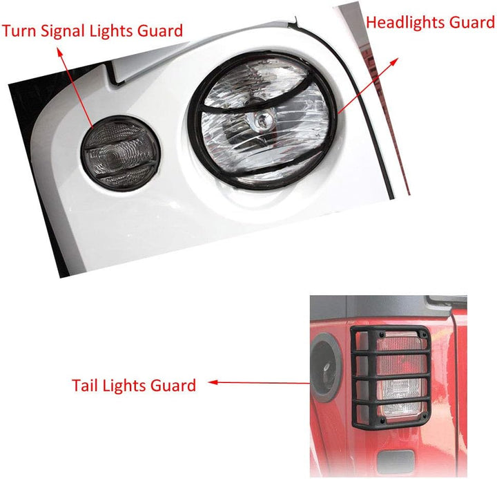 SXMA LED-Lichtschutzhaube-Kit Stahl-Led-Lampenschutzhaube für HeadLight Rücklicht Blinker Jee Wrangl