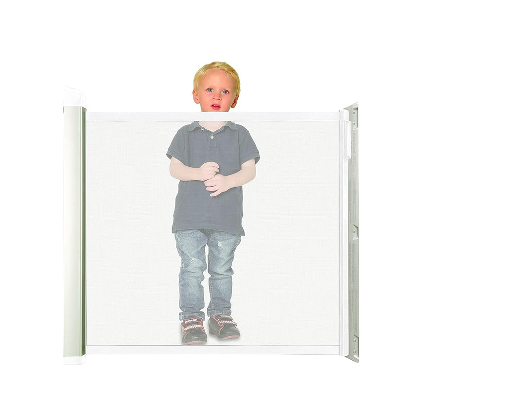 KiddyGuard Sicherheitsgitter für Treppen, mit Aluminiumgehäuse, ausziehbar, bis zu 120 cm, Weiss