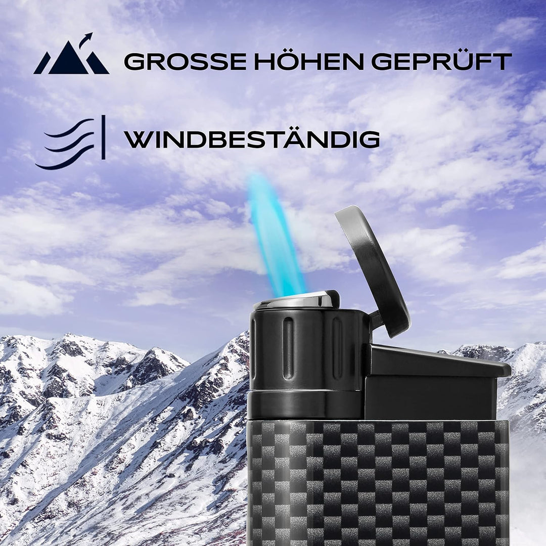 Colibri Evo Sturmfeuerzeug - Windbeständig - Extragrosse Einstellrad - Jet Feuerzeug Mit Einzel Jetf