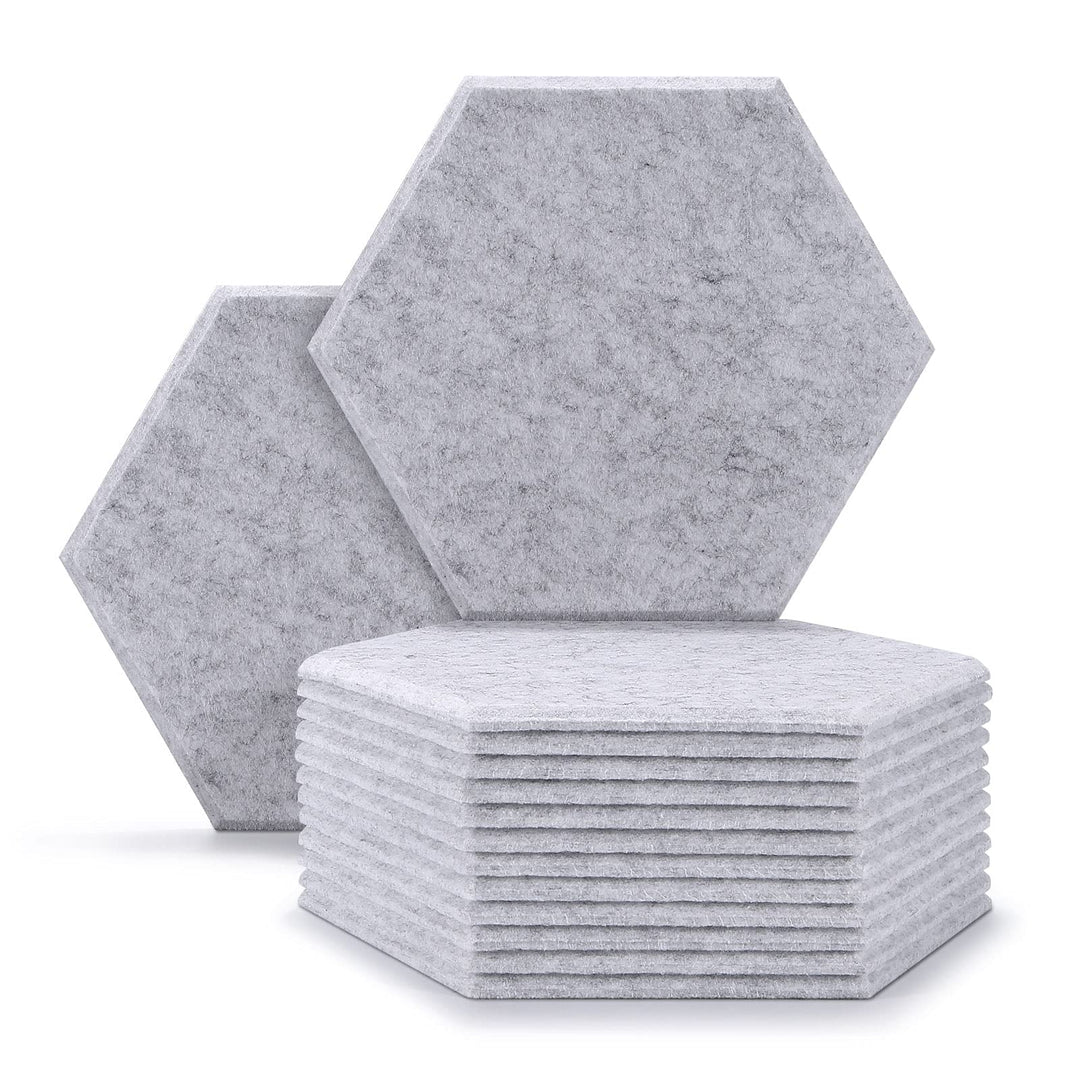 12 Packungen Akustische Absorptions-Paneels, AGPTEK 30 x 26 x 0,9 cm Hexagon Absorptionsplatten, Aku