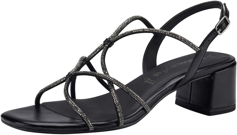 Tamaris Damen Sandaletten, Frauen Sandalen,TOUCHit-Fussbett 37 EU Schwarz Black Metallic, 37 EU Schw