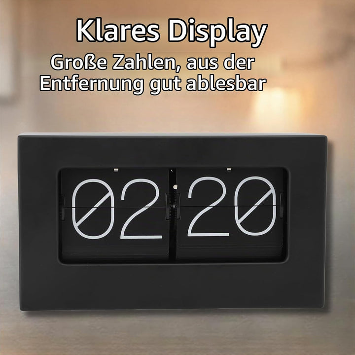 Greensen Retro Style Flip Clock, Mechanische Seitenwechsel-Desktop-Uhr mit Edelstahlbasis für Wohnzi