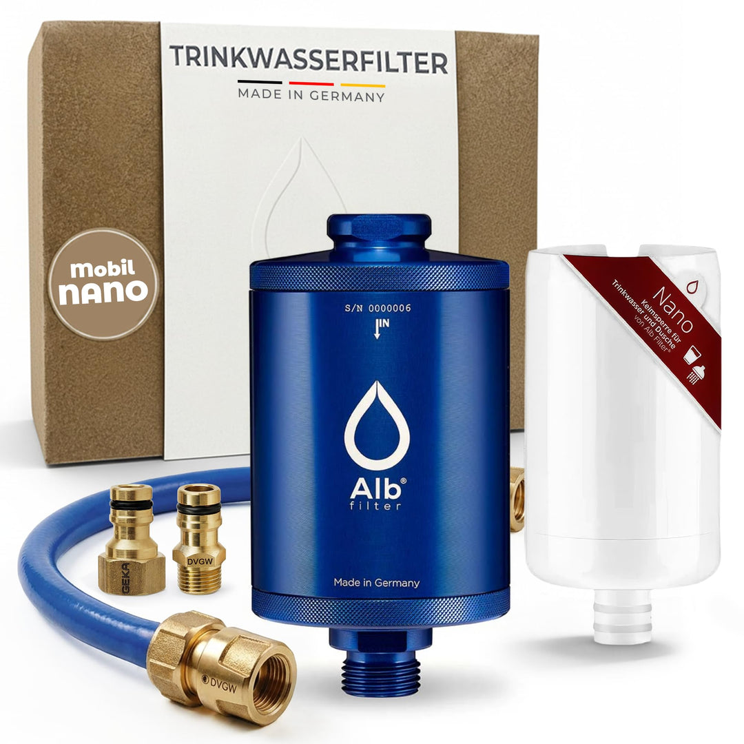 Alb Filter® MOBIL Nano Trinkwasserfilter | Bakterien, Keime und Anti-Legionellen-Filter | Boot, Camp