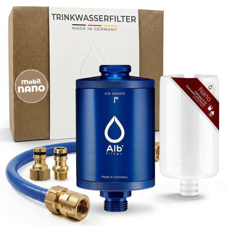 Alb Filter® MOBIL Nano Trinkwasserfilter | Bakterien, Keime und Anti-Legionellen-Filter | Boot, Camp