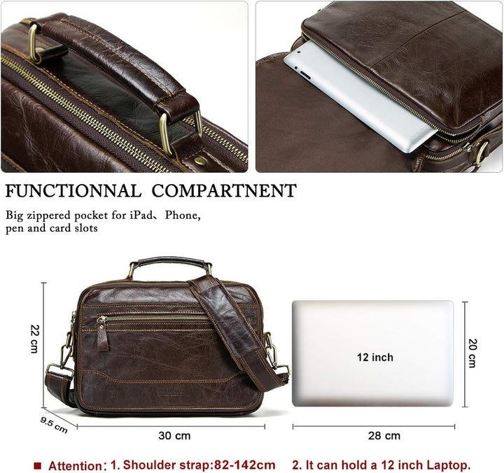 Contacts Herren Umhängetasche aus echtem Leder, für Reisen, 30,5 cm (12 Zoll) Laptop, Kaffeebraun