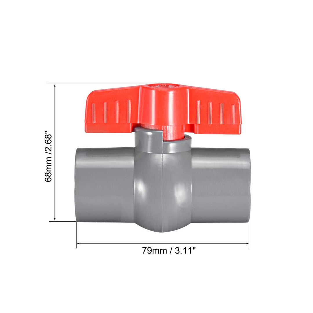 sourcing map 2Stk PVC Kugelhahn Wasserrohr Gewindeende G3/4 Innendurchmesser Rot Grau Grau 1.91 cm,