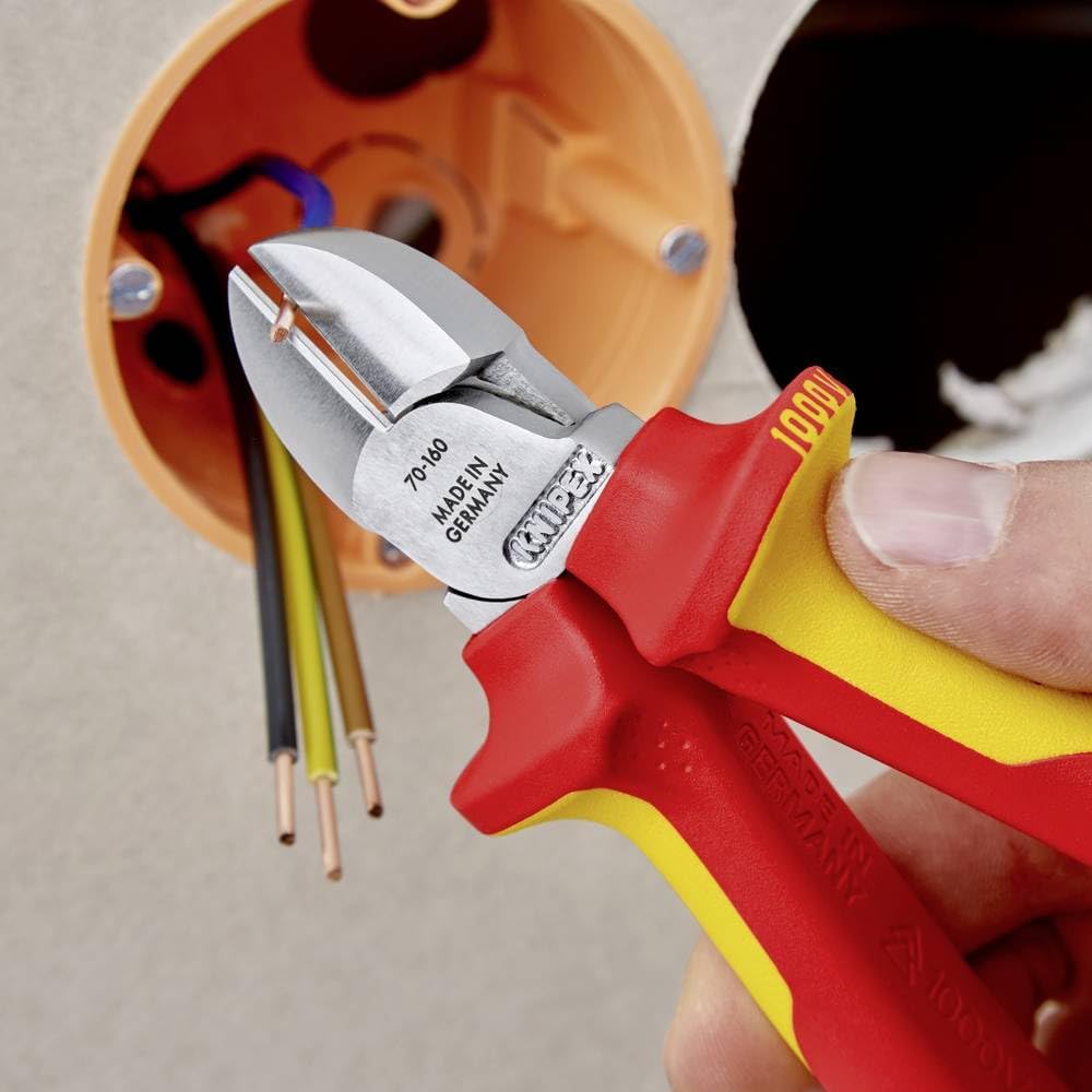 Knipex Seitenschneider verchromt, isoliert mit Mehrkomponenten-Hüllen, VDE-geprüft 160 mm 70 06 160