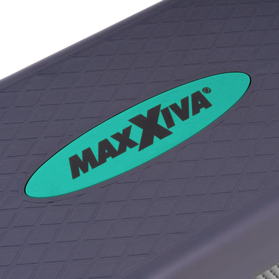 MAXXIVA Stepper Aerobic-Fitness-Steppbrett grün grau mit Antirutsch-Matte 67 x 27,5 x 10/15/20 cm hö