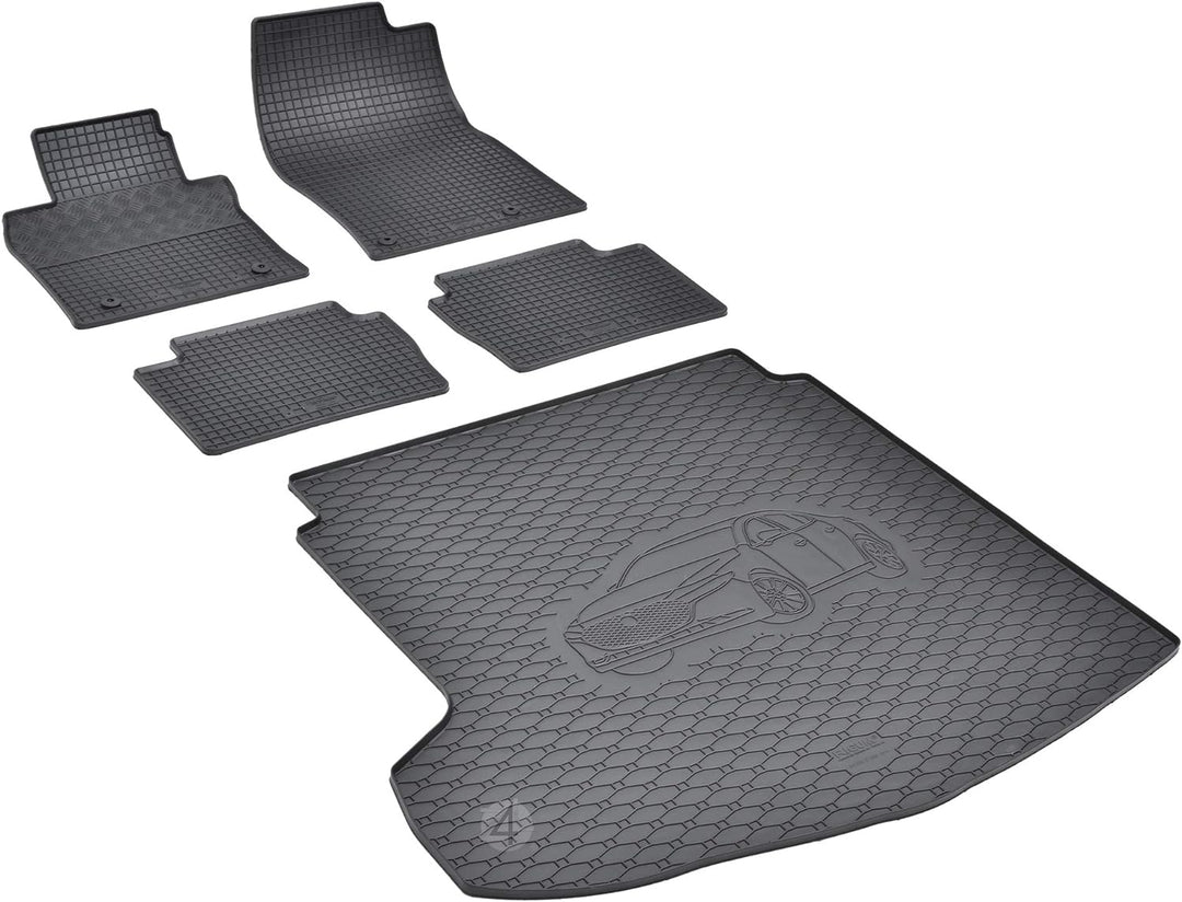 Passgenaue Kofferraumwanne und Gummifussmatten geeignet für Mazda 3 Limousine ab 2019