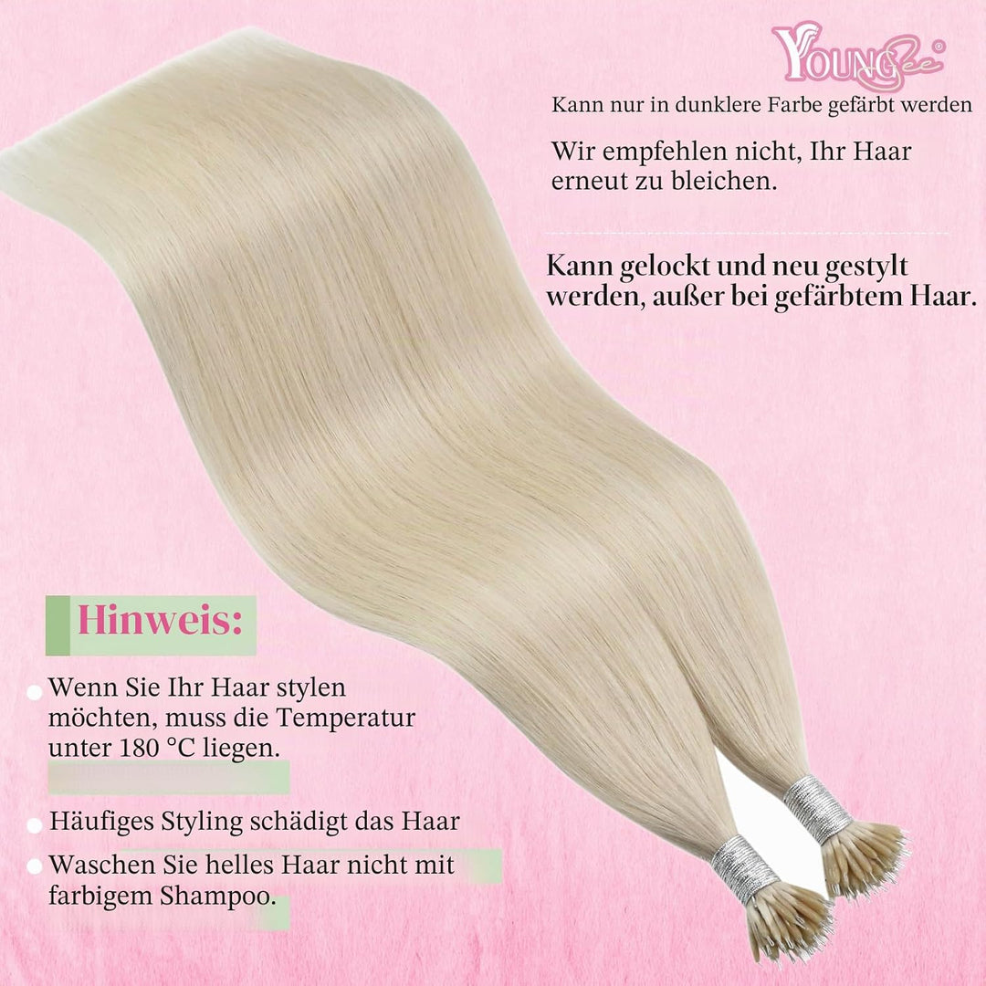YoungSee Nanoring Extensions Echthaar Blond 60 cm Nanoring Extensions Blond Extensions Echthaar Nano
