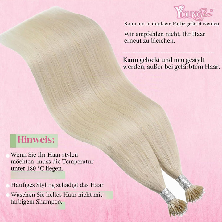 YoungSee Nanoring Extensions Echthaar Blond 60 cm Nanoring Extensions Blond Extensions Echthaar Nano