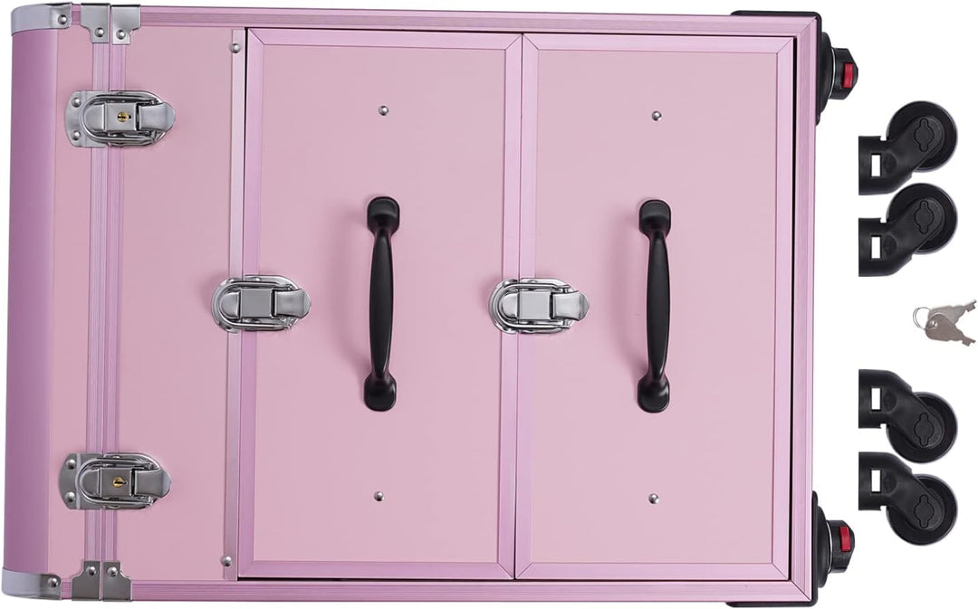 Kosmetikkoffer Trolley, Make Up Koffer Mit 2 Schubladen und 2 Schloss, Friseurkoffer Gross 36x23x58c