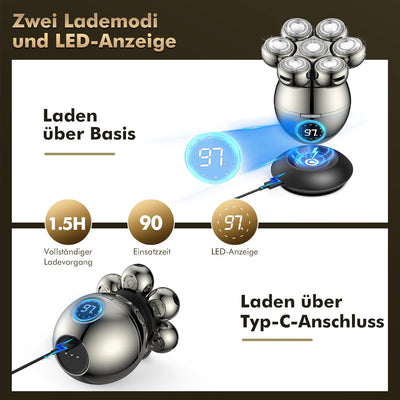 ETENTOUS Glatzen Rasierer Herren Elektrisch,6 in 1 Kopfrasierer Glatze,mit 7 Rotierende Scherköpfe u